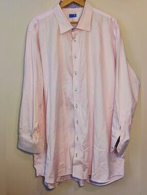 Tom James Custom Tailored Pink Floral Dress Shirt Executive Collection 3XLT
